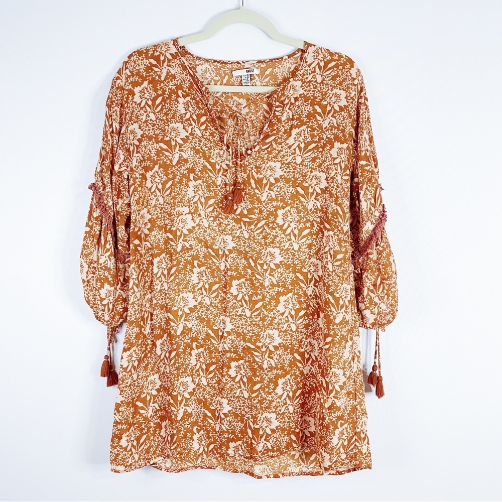 Amuse Society - Rust Orange Floral Print Dress